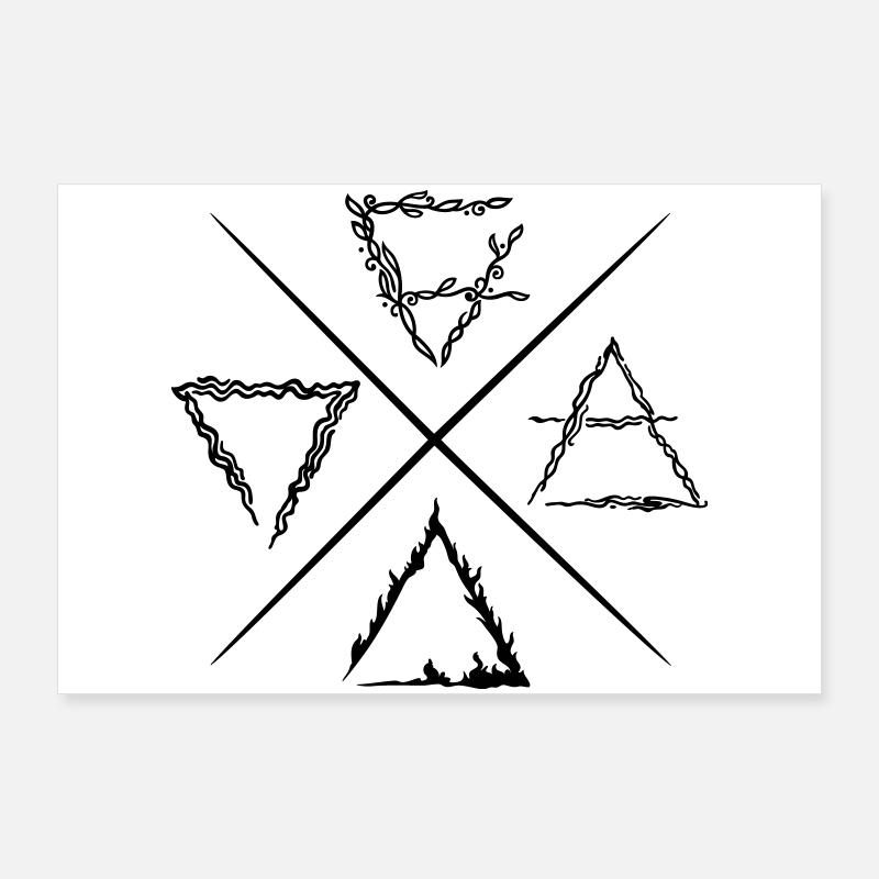 Four Element Symbols Poster 36" x 24" (90x60 cm)