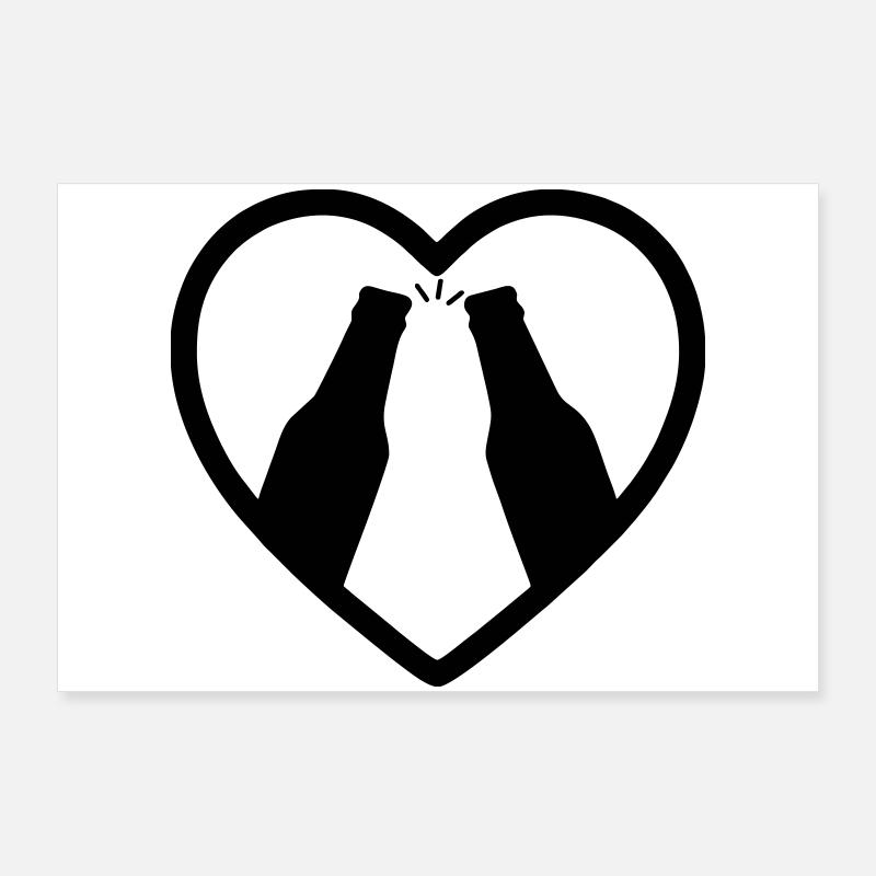 Heart Bottles Beer Aperitif Gift Poster 36" x 24" (90x60 cm)