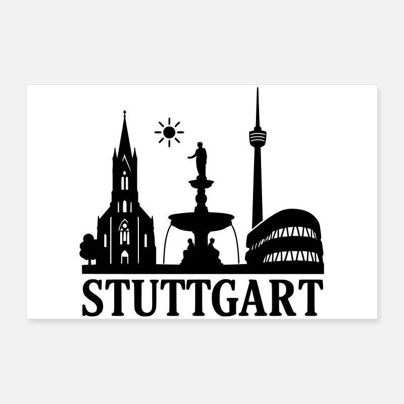 stuttgart silhouette wahrzeichen Poster 90x60 cm