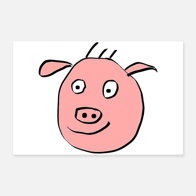 Nettes Schweine Gesicht Poster 90x60 cm