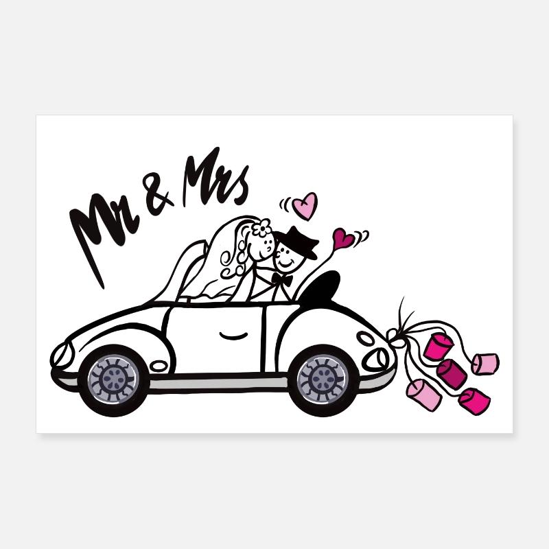 Chariot de mariage chaleureux pour les couples Poster 90 x 60 cm
