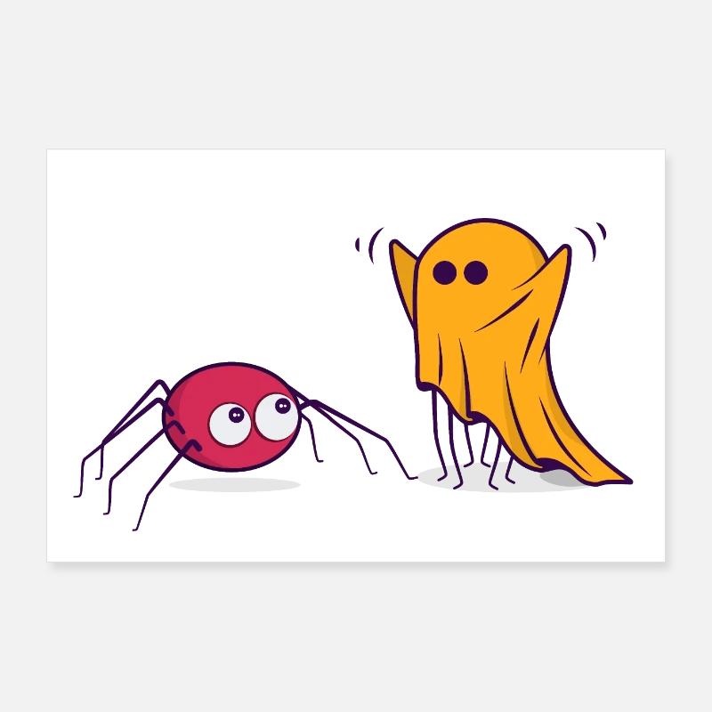 Halloween Spinne Geist Comic Cartoon Comic Poster 90x60 cm