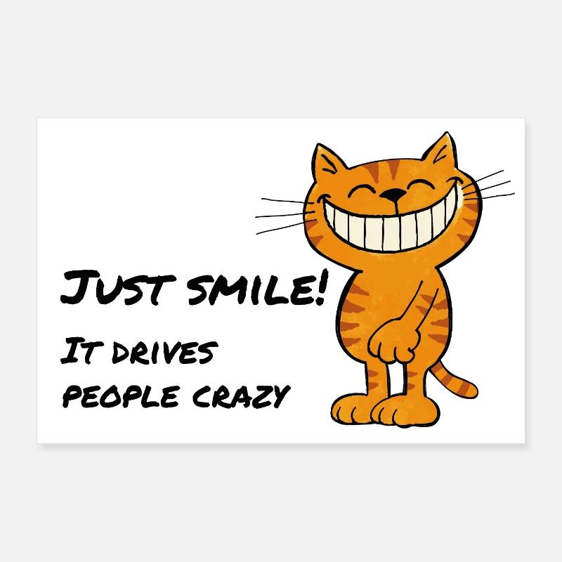 Souris juste – Chat souriant Chat du Cheshire Poster 90 x 60 cm