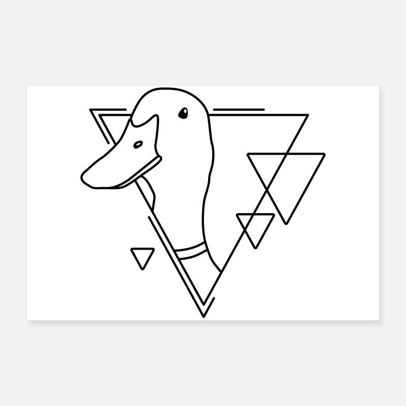 Canard en forme géométrique - Conception d’art au trait Poster 90 x 60 cm