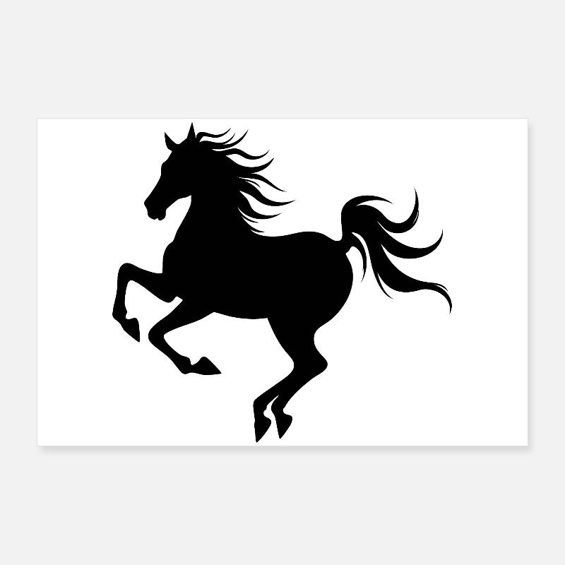 Silhouette de cheval gracieuse en mouvement Poster 90 x 60 cm