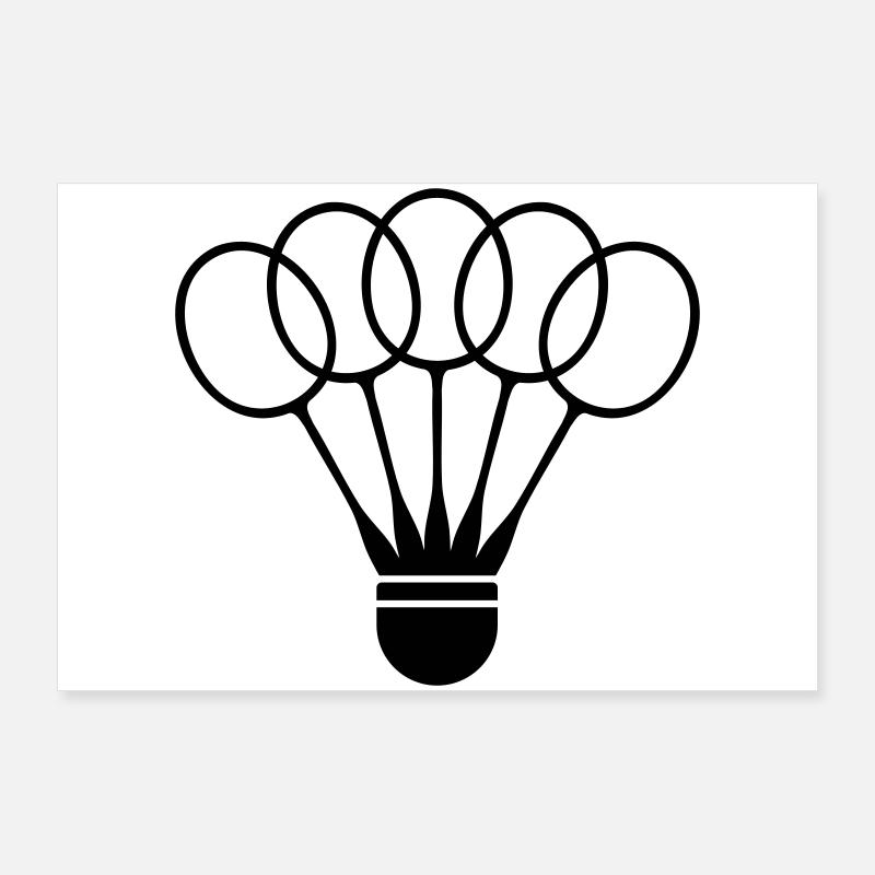 Volant de badminton avec éventail de raquettes Poster 90 x 60 cm