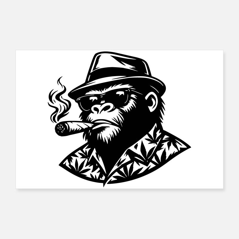 Monkey Smoke Poster 36" x 24" (90x60 cm)