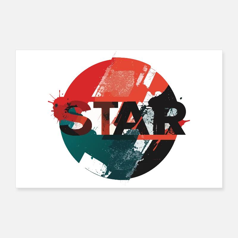 Star Grunge Circle Design Poster 36" x 24" (90x60 cm)