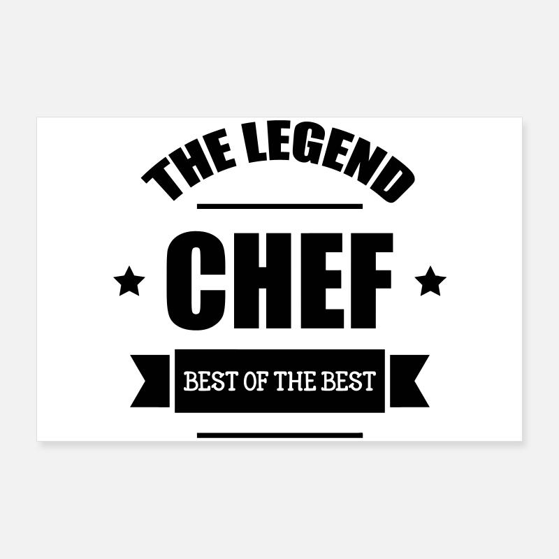 Chef cooking - Poster 90x60 cm - Weiß