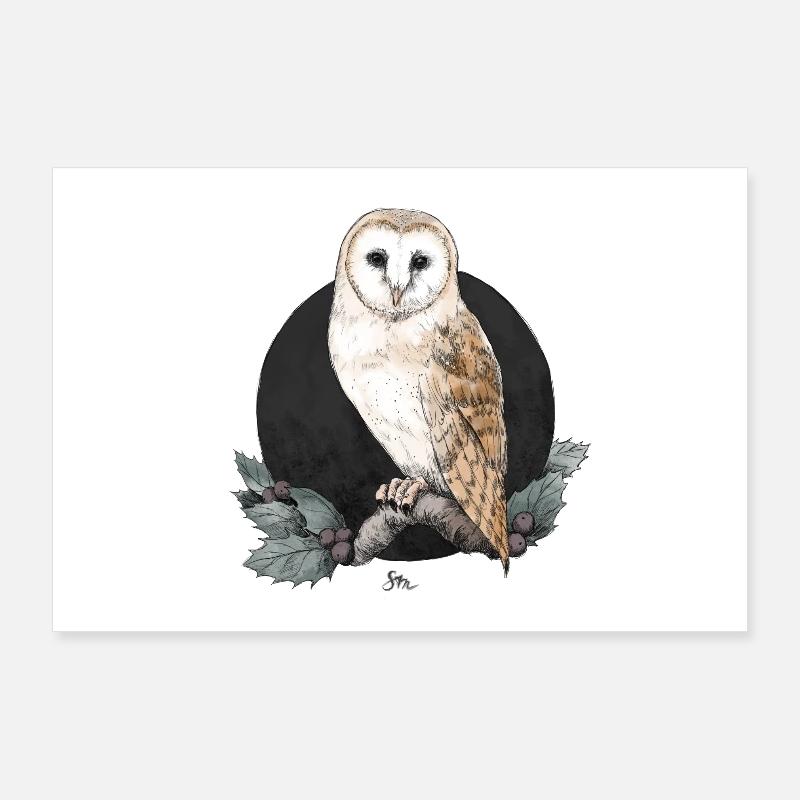 Barn owl before new moon Poster 36" x 24" (90x60 cm)