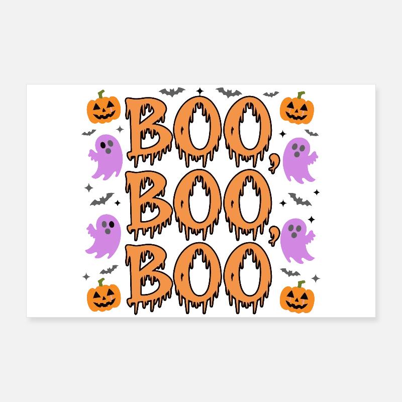 Fun Halloween ‘BOO’ Ghosts and Pumpkins Poster 36" x 24" (90x60 cm)