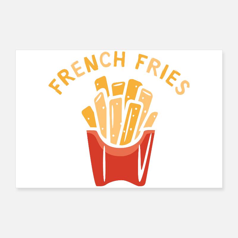 Frites - Conception de dessin animé amusant de frites Poster 90 x 60 cm