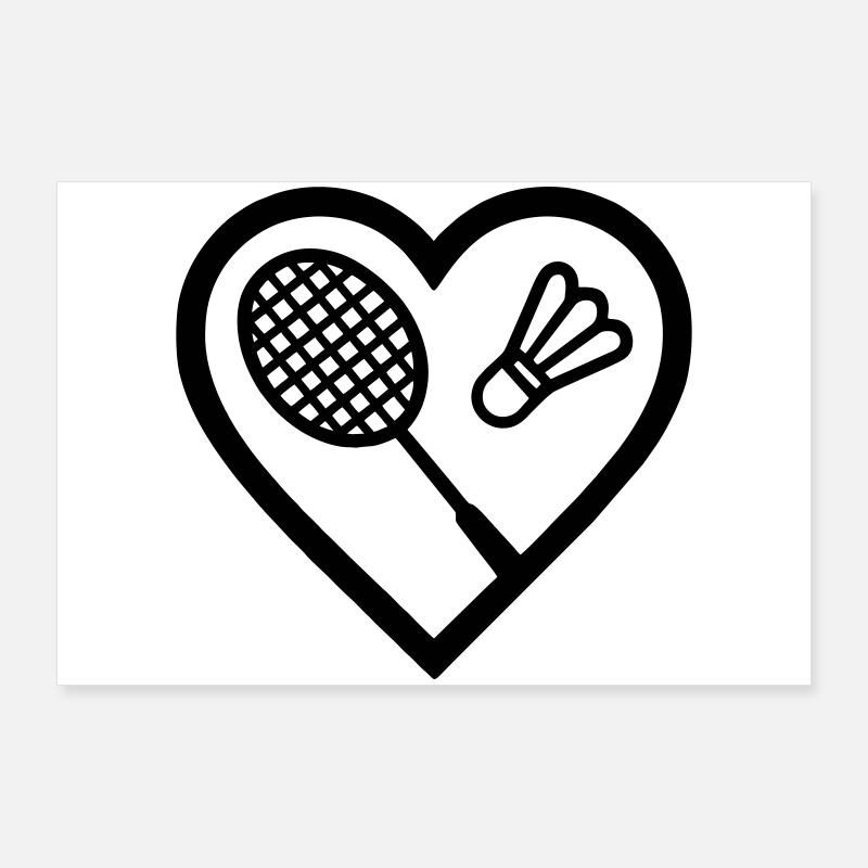Herz + Badminton – Badminton Leidenschaft Poster 90x60 cm