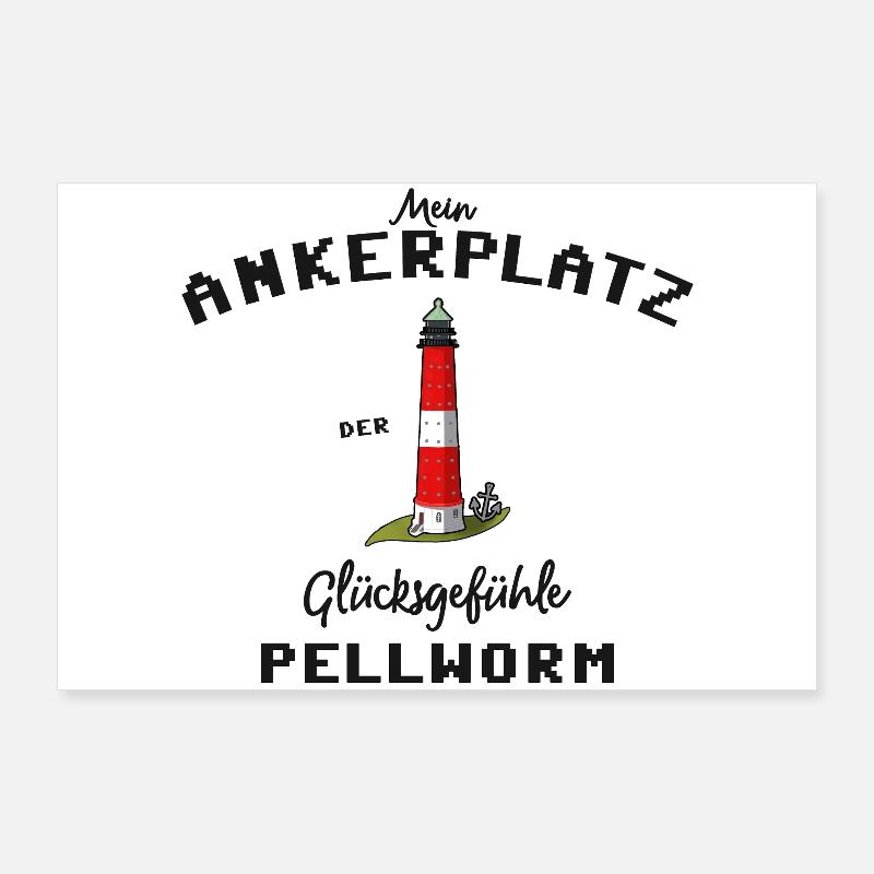Pellworm, Ankerplatz Glücksgefühle, Leuchtturm Poster 90x60 cm