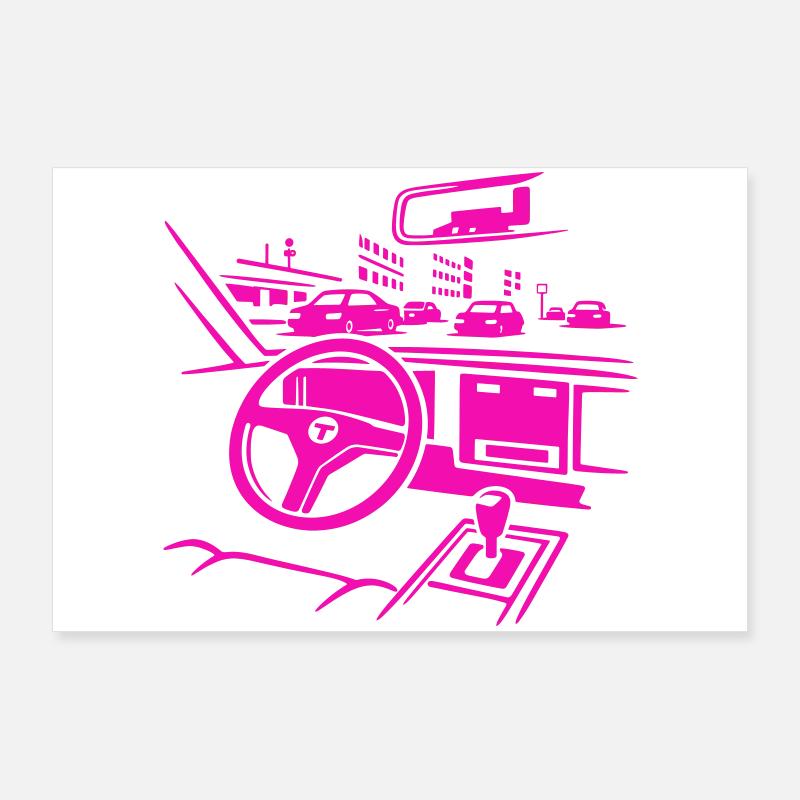 Neon Car Cockpit Poster 90x60 cm