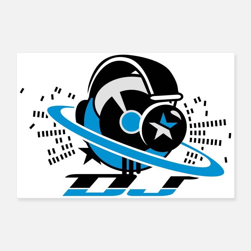 DJ-plaque de panneau avec un casque et Poster 90 x 60 cm