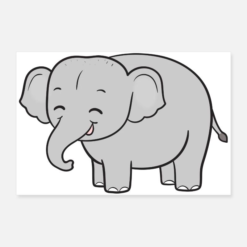 Elefant Elefanten - Poster 90x60 cm - Weiß