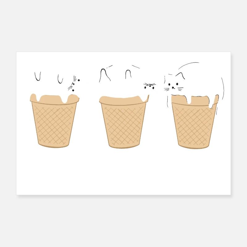 Glace Glacée Chat Drôle de Chat Bébé Glace Poster 90 x 60 cm