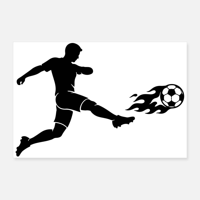 Silhouette d’attaquant de football Poster 90 x 60 cm