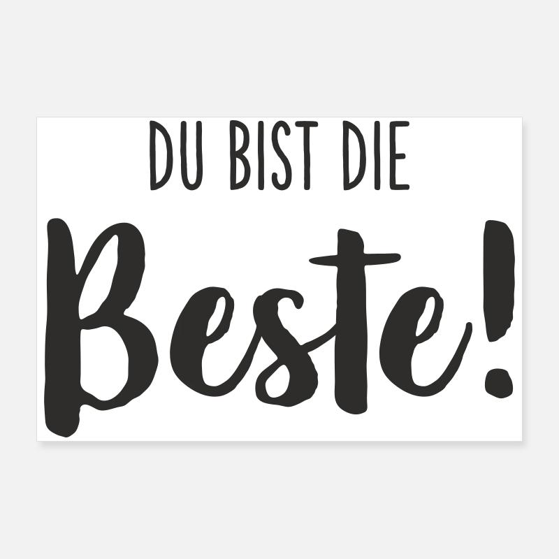Du bist die Beste – Liebevolles Textdesign Poster 90x60 cm