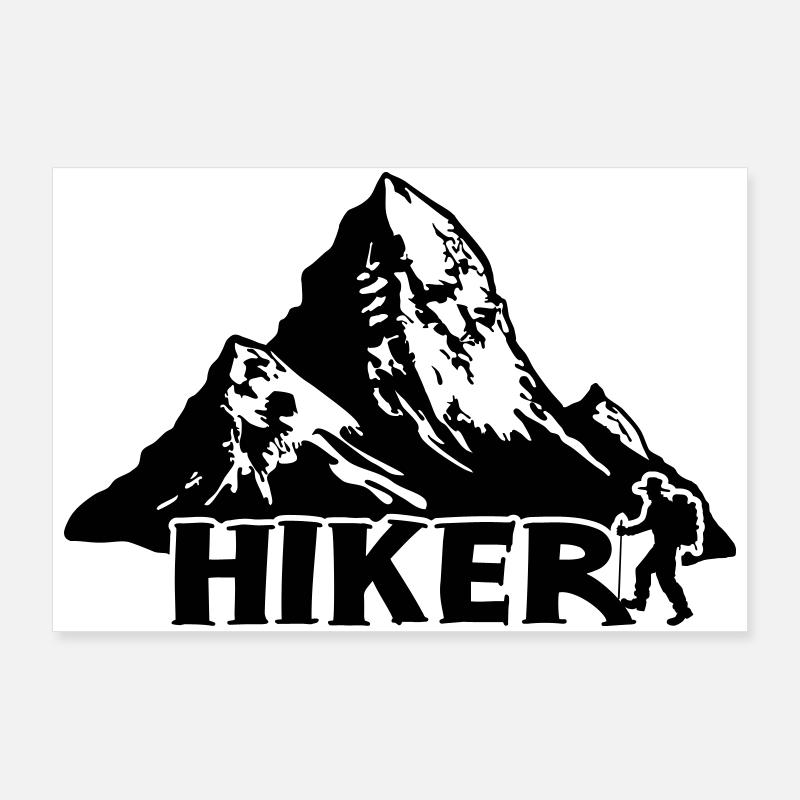 Hiker - Mountain Hike [Black] Poster 36" x 24" (90x60 cm)
