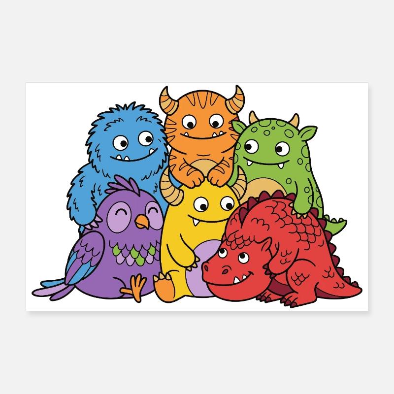 Niedliche Monster Poster 90x60 cm