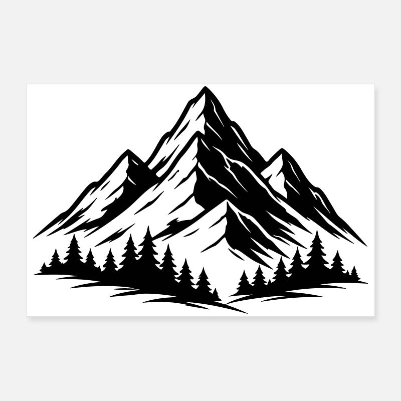 Paysage forestier montagneux Poster 90 x 60 cm
