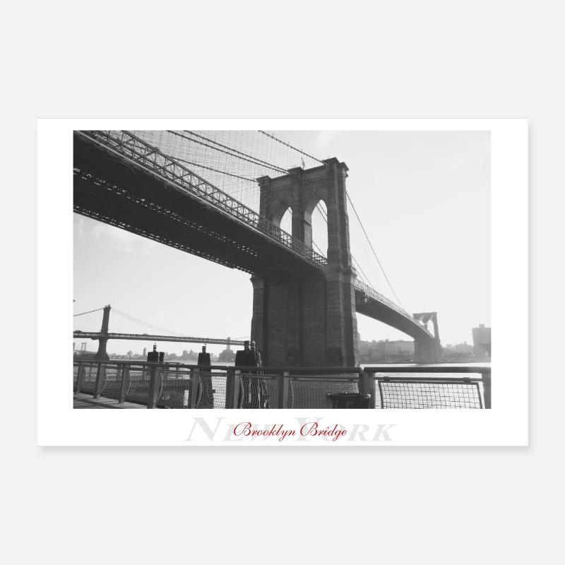 Brooklyn Bridge (Poster) - Poster 90x60 cm - Weiß