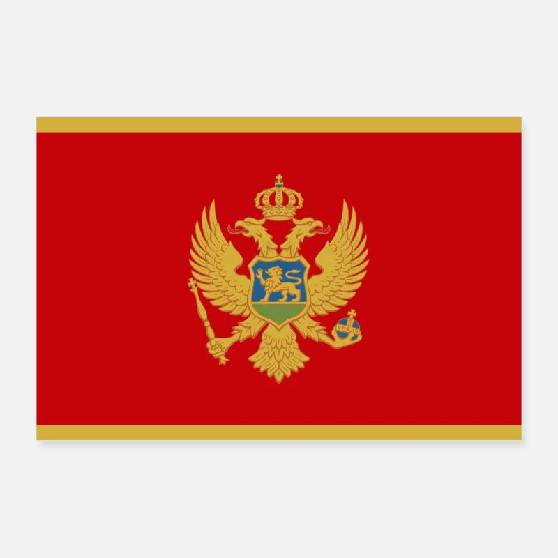 Drapeau du Monténégro - Poster 90 x 60 cm - blanc
