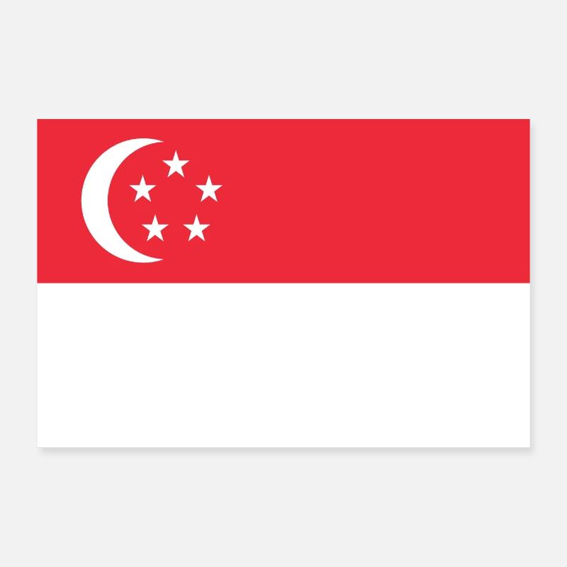 Drapeau de Singapour Poster 90 x 60 cm
