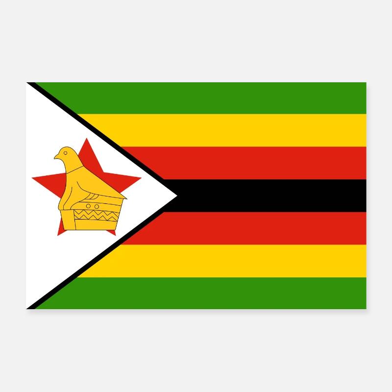 Drapeau du Zimbabwe - Poster 90 x 60 cm - blanc