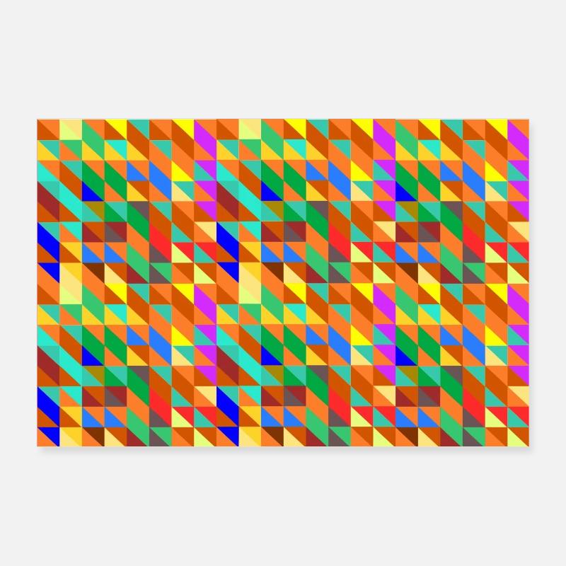Triangles colorés - Poster 90 x 60 cm - blanc