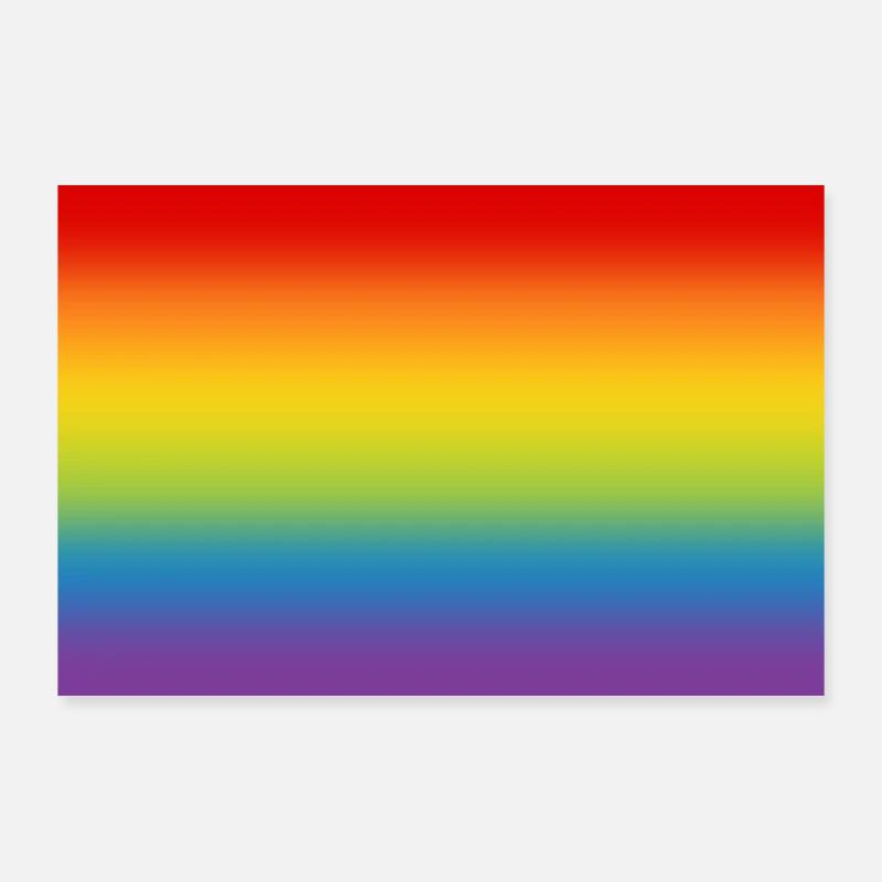 Drapeau arc-en-ciel drapeau LGBT CSD Gay Pride - Poster 90 x 60 cm - blanc