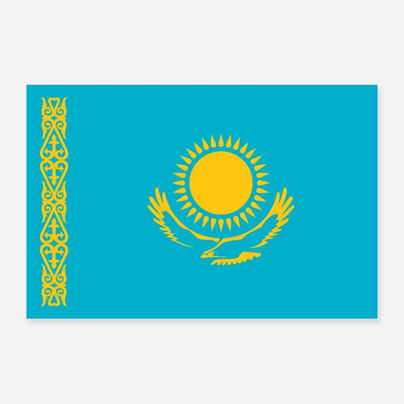 Drapeau du Kazakhstan Poster 90 x 60 cm