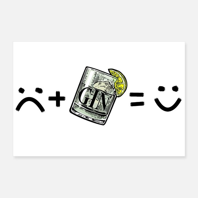 Sad Me (traurig) + Gin Tonic = Happy Me Poster 90x60 cm