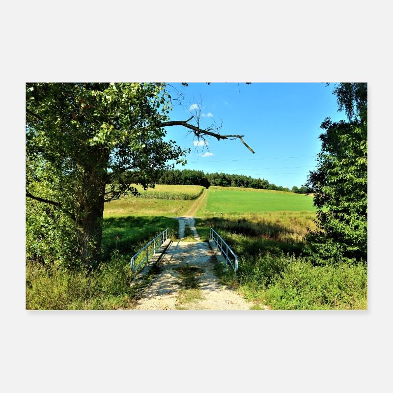 Bridge / fields / Summer Poster 36" x 24" (90x60 cm)