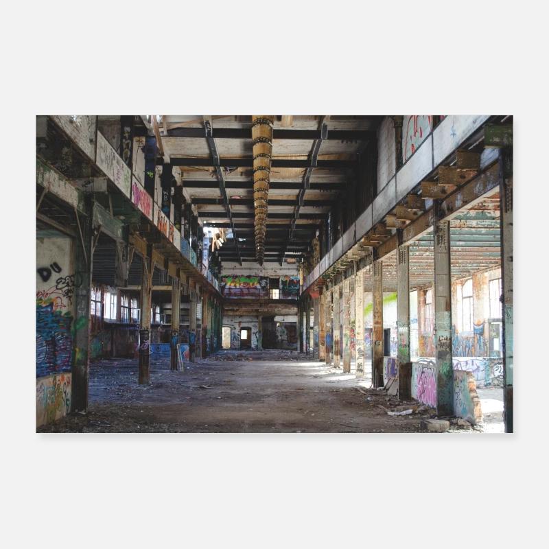 Affiche de graffiti sur l'architecture de l'affiche de la construction industrielle - Poster 90 x 60 cm - blanc