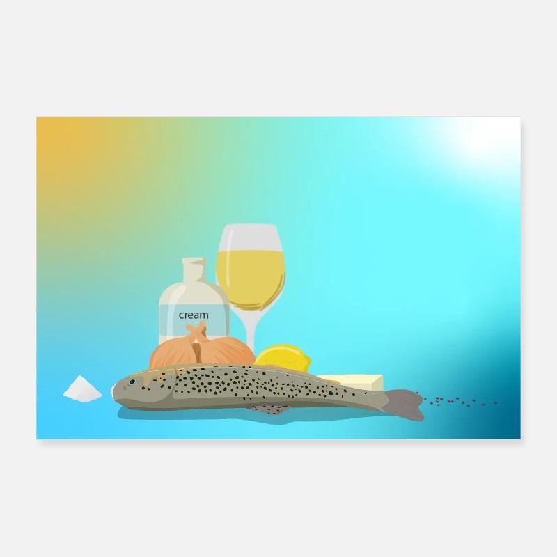 Forelle - Poster 90x60 cm - Weiß