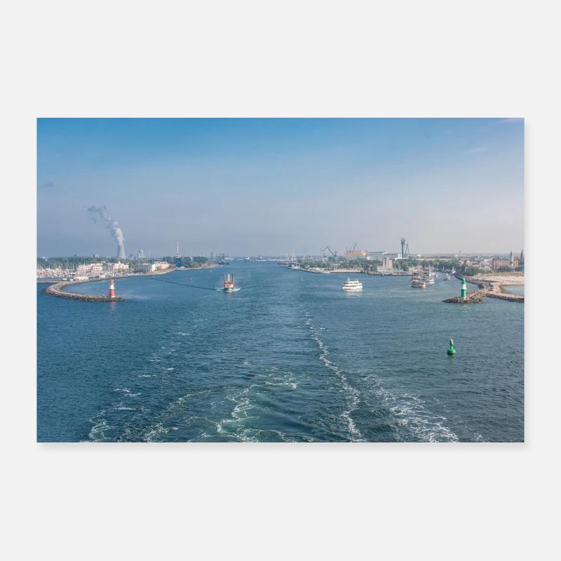 Hafeneinfahrt Rostock Warnemünde Poster 90x60 cm