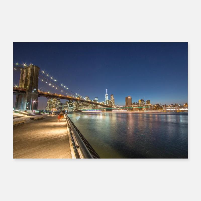 Panoramic View Brooklyn Bridge and Skyline Poster 36" x 24" (90x60 cm)
