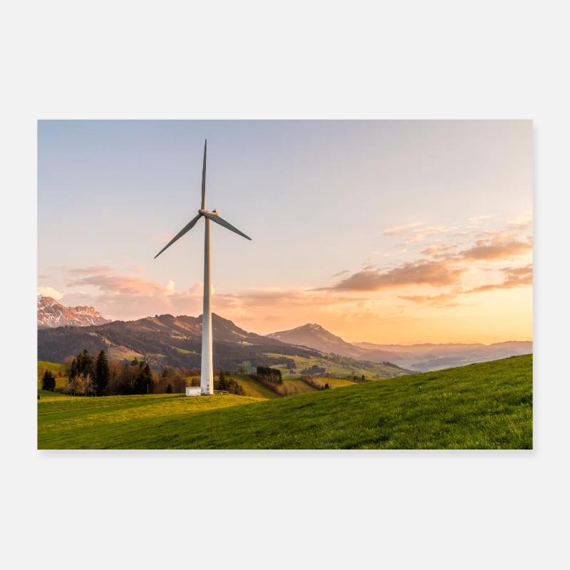 Éolienne / énergie éolienne Poster 90 x 60 cm