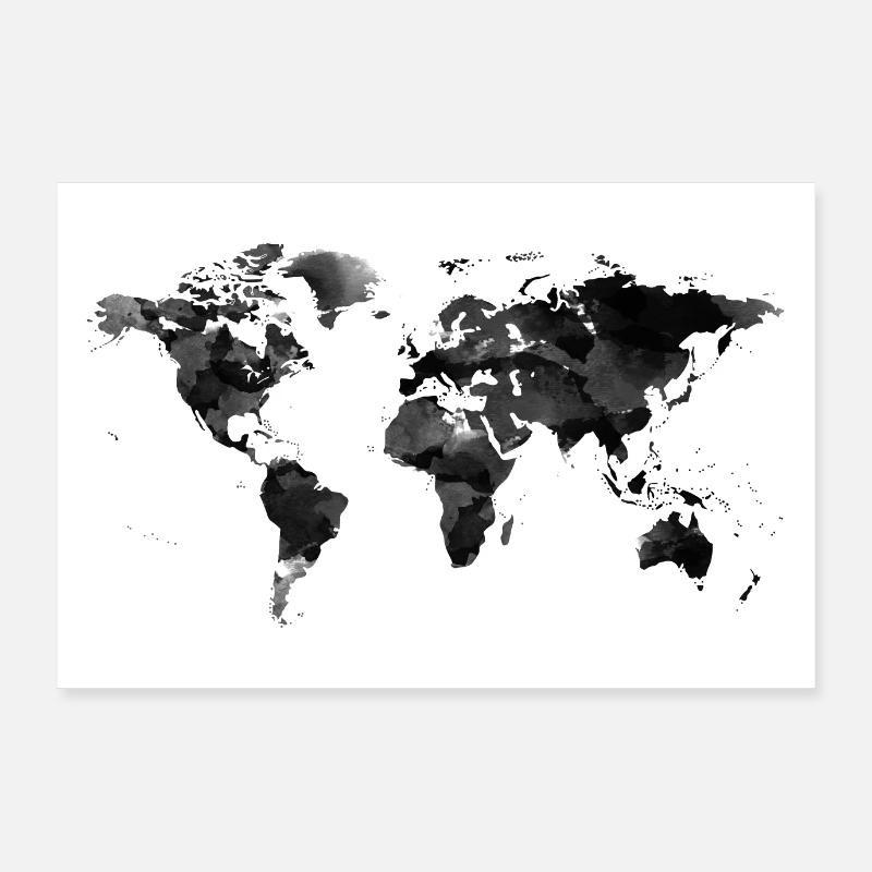 World map earth continents countries Poster 36" x 24" (90x60 cm)