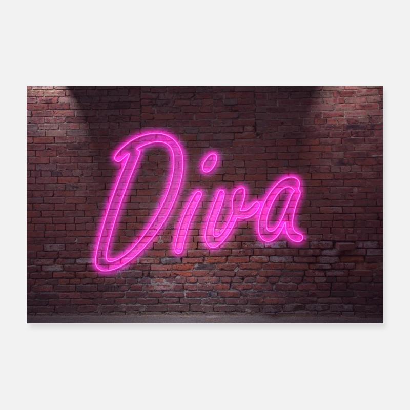 Neon Leuchtreklamen Diva poster Poster 90x60 cm