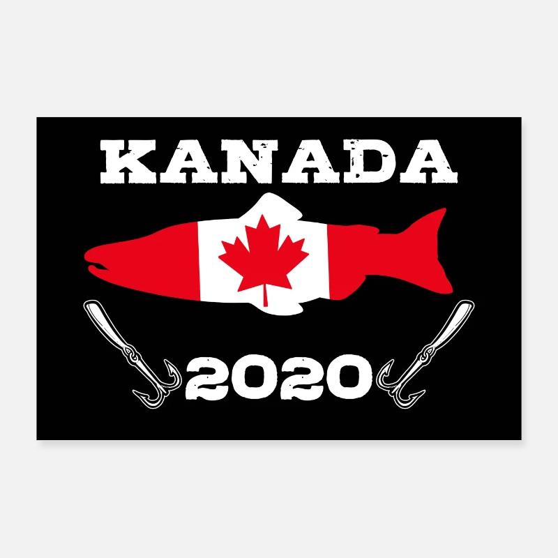 Vacances de pêche Canada 2020 pêcheur pêcheur Poster 90 x 60 cm