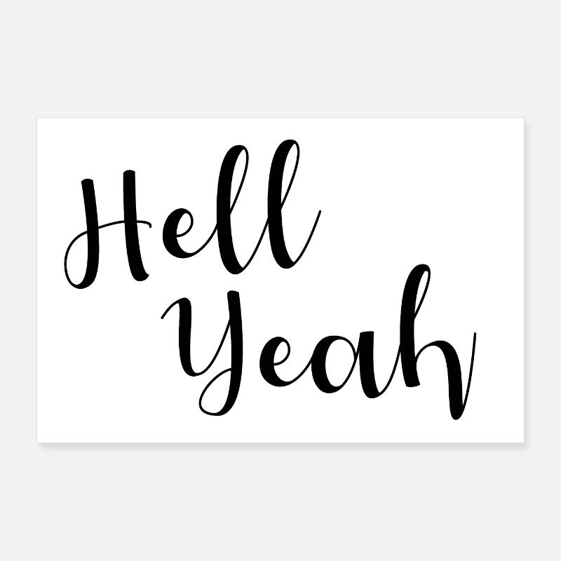 Enfer ouais lettrage Poster 90 x 60 cm