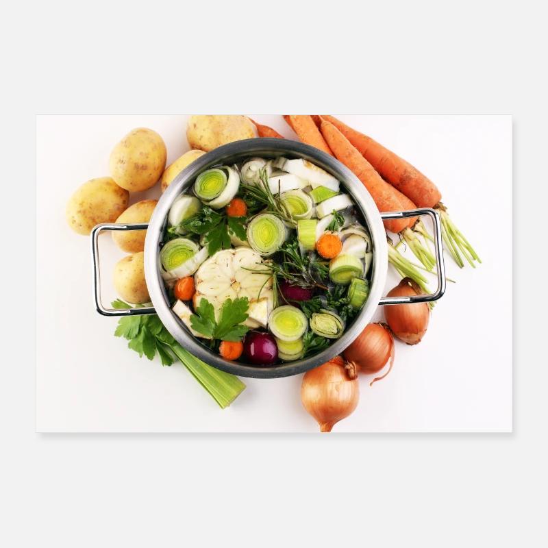 Suppe mit verschiedenen frischem Gemüse Poster 90x60 cm
