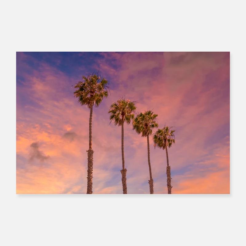 Coucher de soleil avec des palmiers Poster 90 x 60 cm