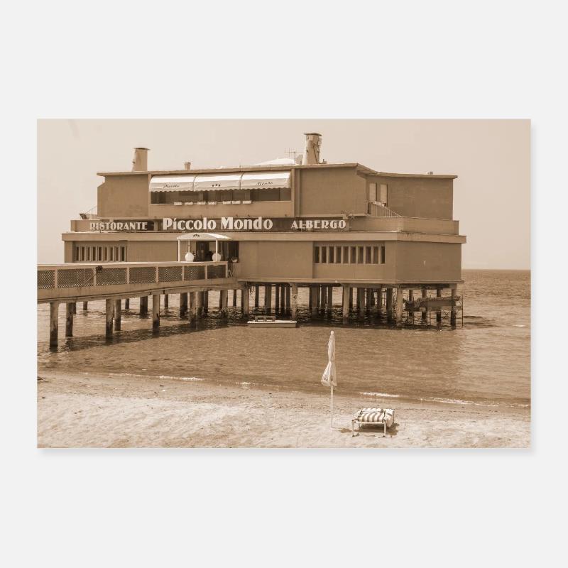Restaurant sur la plage -derLegge Poster 90 x 60 cm