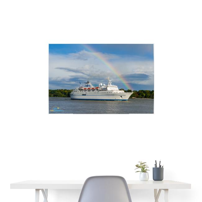 SuK Bild - MS Delphin auf der Elbe mit Regenbogen