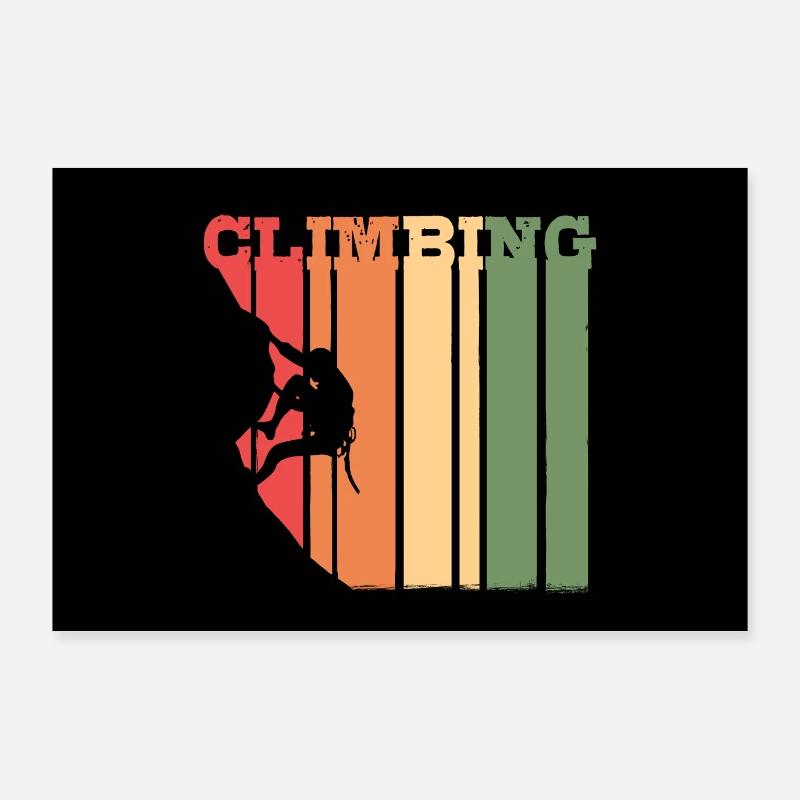 Vintage Climber Retro Climbing Summit Boulder Gift Poster 36" x 24" (90x60 cm)